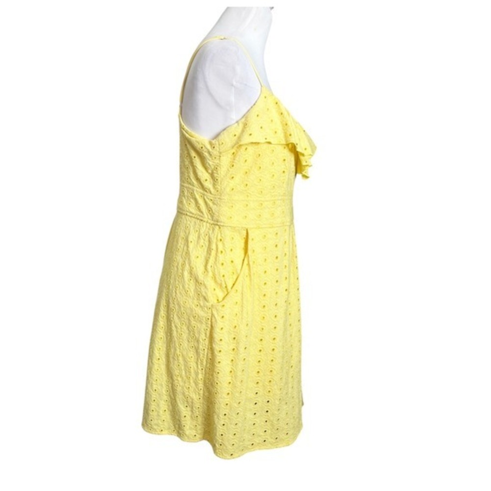 Lilly Pulitzer Carreen Eyelet Dress Yellow Resortcore Sun Dress Women's Large - Picture 3 of 8